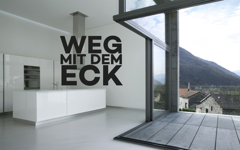 Ecklösung mit Hebe-Schiebe-Elementen